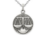 Sterling Silver LIBRA Charm Zodiac Astrology Pendant Necklace with Chain